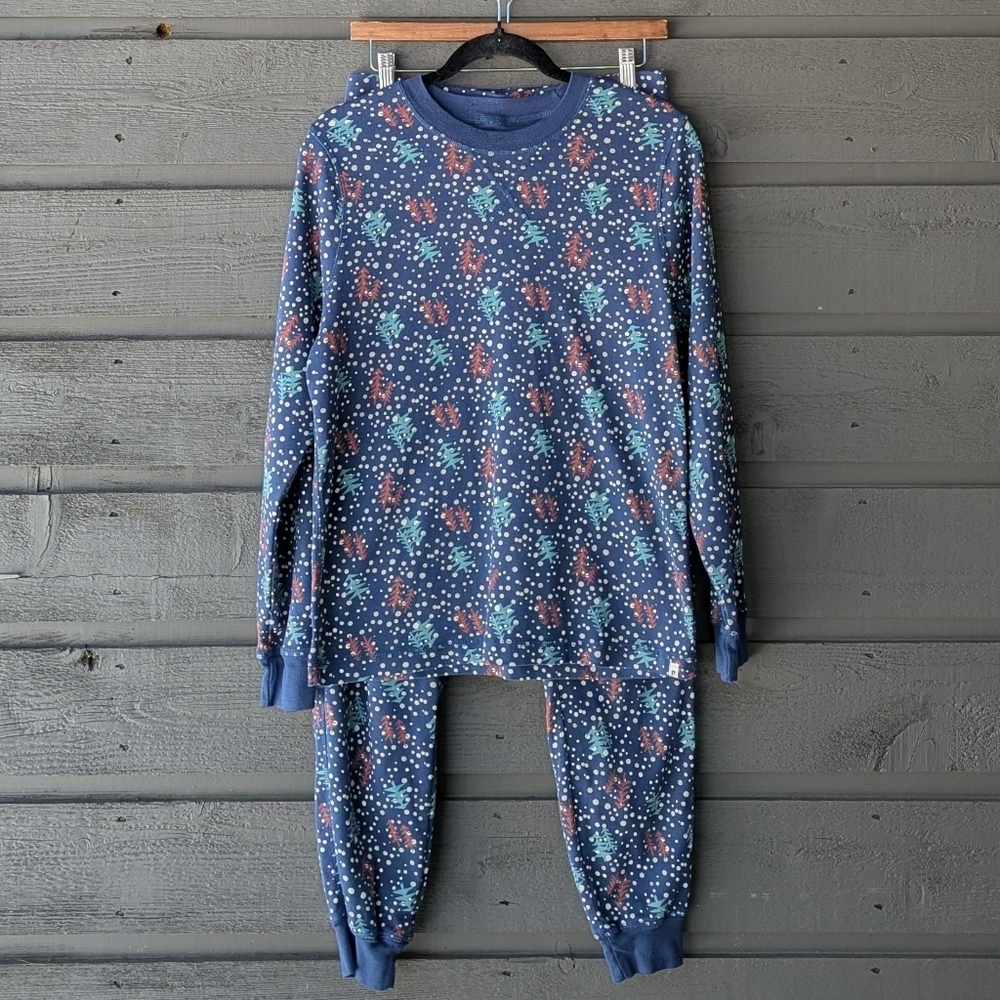Pact Hibernation Navy Blue Snowy Trees Pajama Set Size Medium